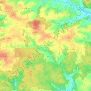 Topografische kaart Irchenbrunn, hoogte, reliëf