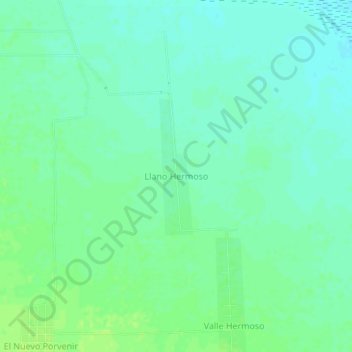 Topografische kaart Llano Hermoso, hoogte, reliëf