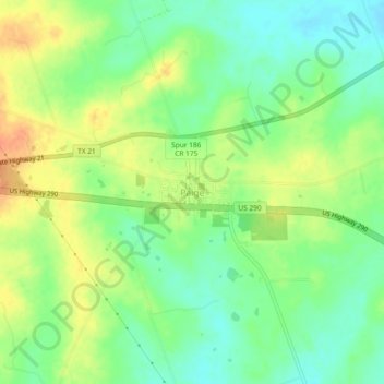 Topografische kaart Paige, hoogte, reliëf