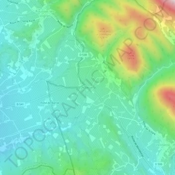 Topografische kaart Novézan, hoogte, reliëf