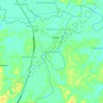 Topografische kaart Poblacion Ilaya, hoogte, reliëf