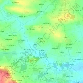 Topografische kaart Saint-Jacques, hoogte, reliëf