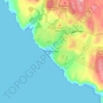 Topografische kaart Portpatrick, hoogte, reliëf