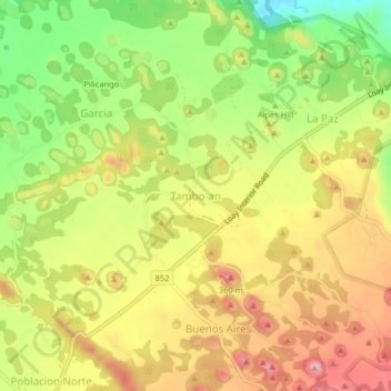 Topografische kaart Tambo-an, hoogte, reliëf