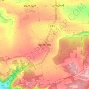 Topografische kaart Neckeroda, hoogte, reliëf