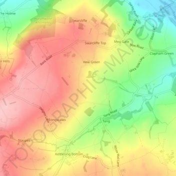 Topografische kaart High Birstwith, hoogte, reliëf