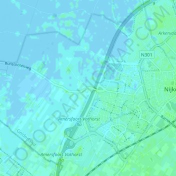 Topografische kaart Holk, hoogte, reliëf