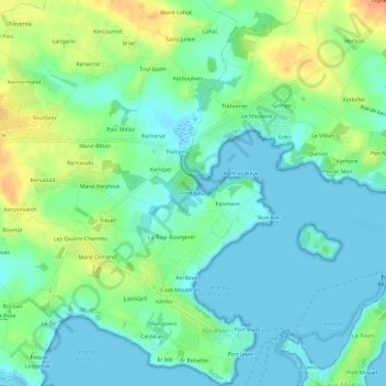 Topografische kaart Pont Neuf, hoogte, reliëf