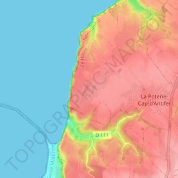 Topografische kaart Le Presbytère, hoogte, reliëf
