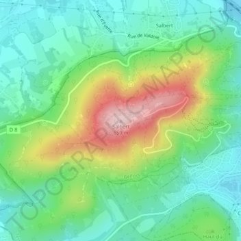 Topografische kaart Salbert, hoogte, reliëf