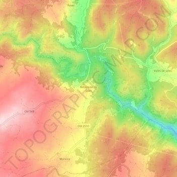 Topografische kaart Reboredo, hoogte, reliëf