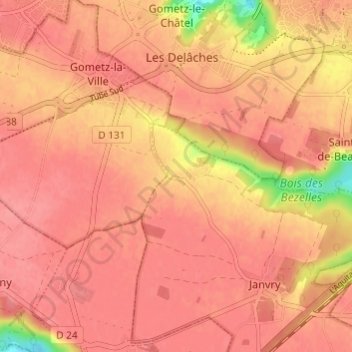 Topografische kaart La Brosse, hoogte, reliëf