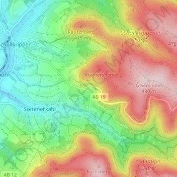 Topografische kaart Vormwald, hoogte, reliëf