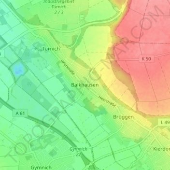 Topografische kaart Balkhausen, hoogte, reliëf