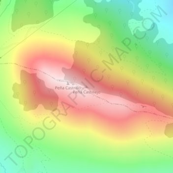 Topografische kaart Peña Castillejo, hoogte, reliëf