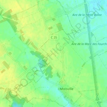 Topografische kaart Bières, hoogte, reliëf
