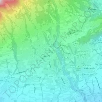 Topografische kaart Crespano del Grappa, hoogte, reliëf
