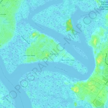 Topografische kaart Rio Vista, hoogte, reliëf