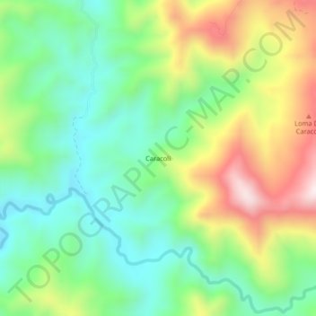 Topografische kaart Caracoli, hoogte, reliëf
