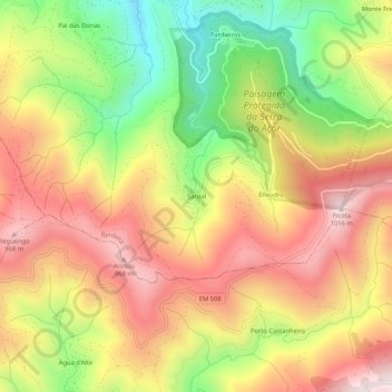 Topografische kaart Sardal, hoogte, reliëf