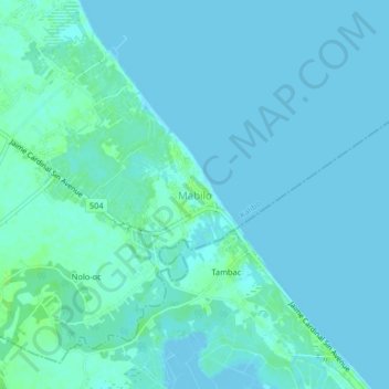 Topografische kaart Mabilo, hoogte, reliëf