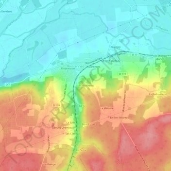 Topografische kaart Les Rochettes, hoogte, reliëf