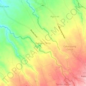 Topografische kaart Banaba Cerca, hoogte, reliëf