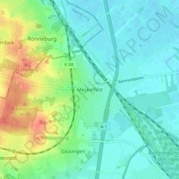 Topografische kaart Meckelfeld, hoogte, reliëf