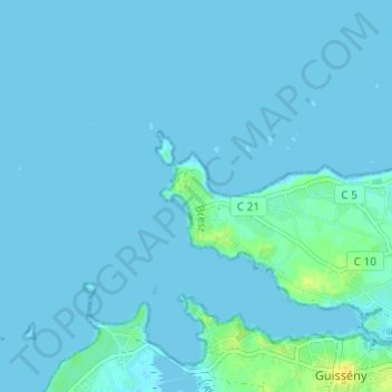 Topografische kaart Neiz Vran, hoogte, reliëf