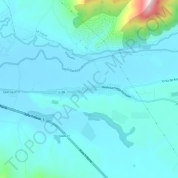 Topografische kaart Placilla, hoogte, reliëf