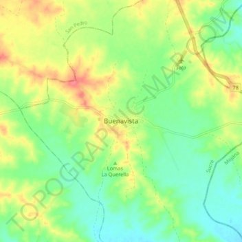 Topografische kaart Buenavista, hoogte, reliëf