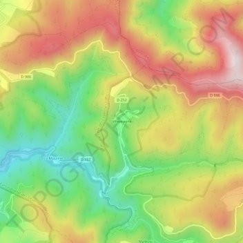 Topografische kaart Villemagne, hoogte, reliëf