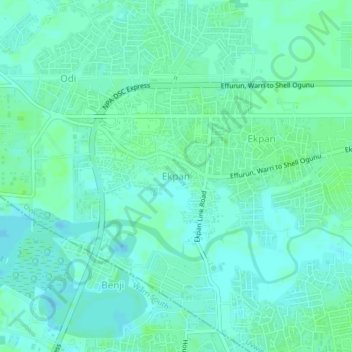 Topografische kaart Ekpan, hoogte, reliëf
