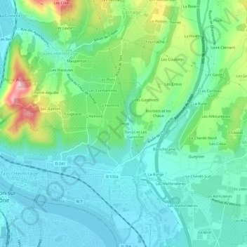 Topografische kaart Torras, hoogte, reliëf