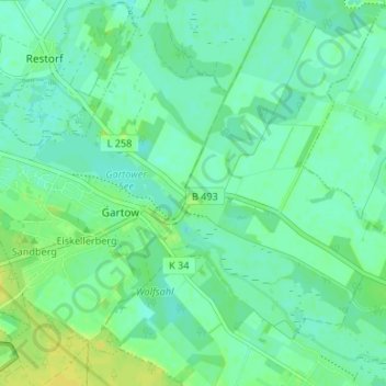 Topografische kaart Quarnstedt, hoogte, reliëf