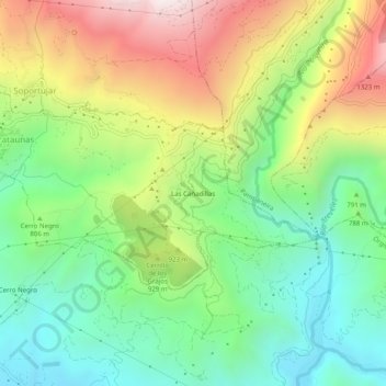 Topografische kaart Las Cañadillas, hoogte, reliëf