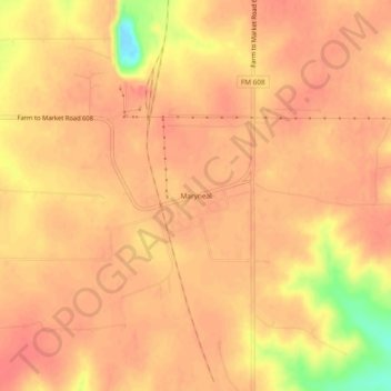 Topografische kaart Maryneal, hoogte, reliëf