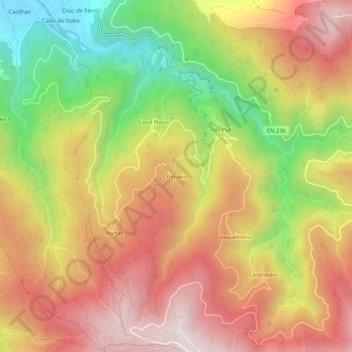 Topografische kaart Chiqueiro, hoogte, reliëf