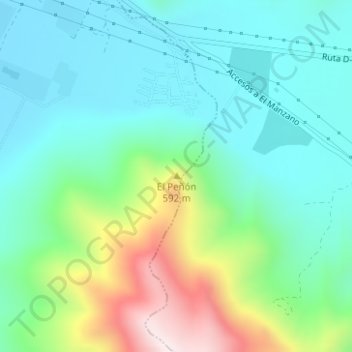 Topografische kaart El Peñón, hoogte, reliëf