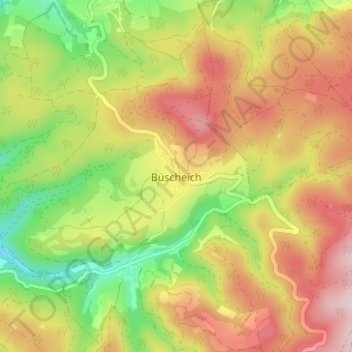 Topografische kaart Büscheich, hoogte, reliëf