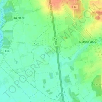 Topografische kaart Jalm, hoogte, reliëf