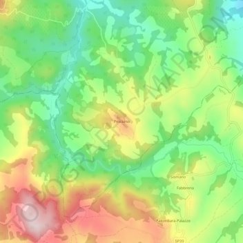 Topografische kaart Pesciano, hoogte, reliëf
