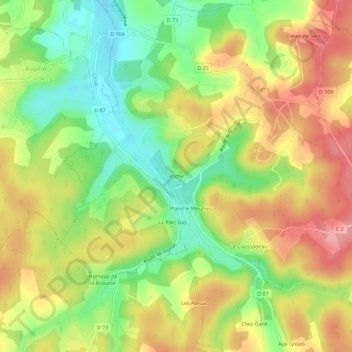 Topografische kaart Roche, hoogte, reliëf