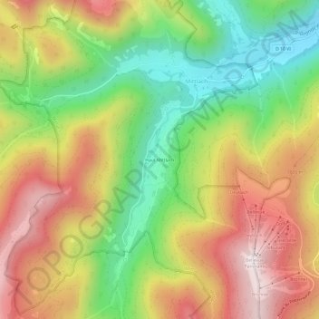 Topografische kaart Haut Mittlach, hoogte, reliëf