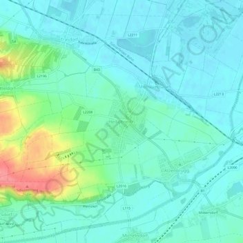 Topografische kaart Heiligeneich, hoogte, reliëf