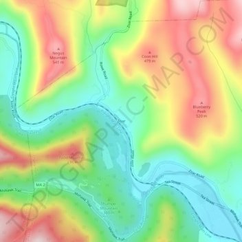 Topografische kaart Zoar, hoogte, reliëf