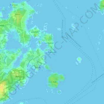 Topografische kaart Prästholm, hoogte, reliëf
