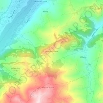 Topografische kaart Faviano Superiore, hoogte, reliëf