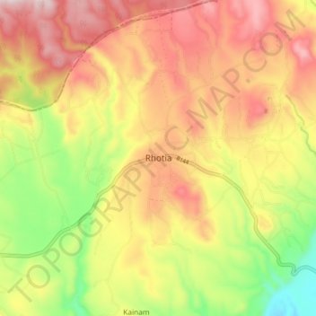 Topografische kaart Rhotia, hoogte, reliëf