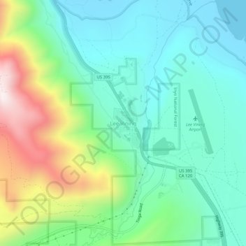 Topografische kaart Lee Vining, hoogte, reliëf